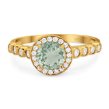 Vintage Style Round Natural Stone Sparkling Ring