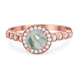 Vintage Style Round Natural Stone Sparkling Ring