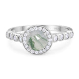 Vintage Style Round Natural Stone Sparkling Ring