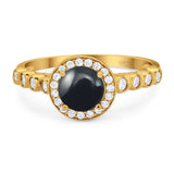 Vintage Style Round Natural Stone Sparkling Ring
