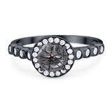 Vintage Style Round Natural Stone Sparkling Ring