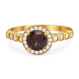 Vintage Style Round Natural Stone Sparkling Ring