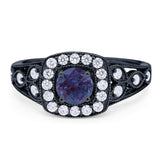 Art Deco Round Natural Stone Split Shank Ring