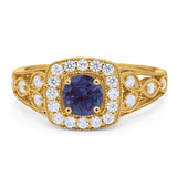 Art Deco Round Natural Stone Split Shank Ring