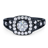 Art Deco Round Natural Stone Split Shank Ring