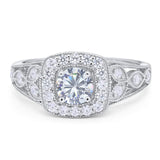 Art Deco Round Natural Stone Split Shank Ring