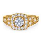 Art Deco Round Natural Stone Split Shank Ring