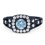 Art Deco Round Natural Stone Split Shank Ring