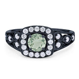 Art Deco Round Natural Stone Split Shank Ring