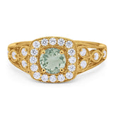 Art Deco Round Natural Stone Split Shank Ring