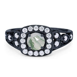 Art Deco Round Natural Stone Split Shank Ring