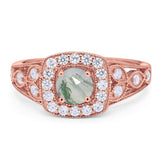 Art Deco Round Natural Stone Split Shank Ring