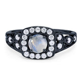 Art Deco Round Natural Stone Split Shank Ring