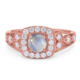 Art Deco Round Natural Stone Split Shank Ring