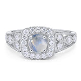 Art Deco Round Natural Stone Split Shank Ring