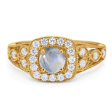 Art Deco Round Natural Stone Split Shank Ring