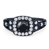 Art Deco Round Natural Stone Split Shank Ring