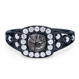 Art Deco Round Natural Stone Split Shank Ring