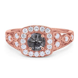 Art Deco Round Natural Stone Split Shank Ring