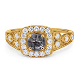 Art Deco Round Natural Stone Split Shank Ring