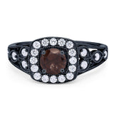 Art Deco Round Natural Stone Split Shank Ring