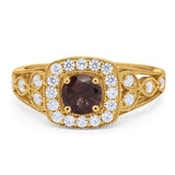 Art Deco Round Natural Stone Split Shank Ring