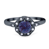 Art Deco Round Natural Stone Flower Ring