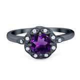 Art Deco Round Natural Stone Flower Ring