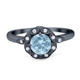 Art Deco Round Natural Stone Flower Ring