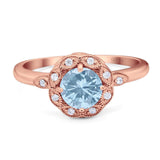 Art Deco Round Natural Stone Flower Ring