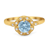 Art Deco Round Natural Stone Flower Ring