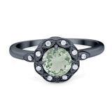 Art Deco Round Natural Stone Flower Ring