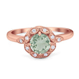 Art Deco Round Natural Stone Flower Ring