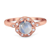 Art Deco Round Natural Stone Flower Ring