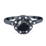 Art Deco Round Natural Stone Flower Ring