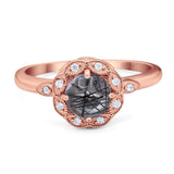 Art Deco Round Natural Stone Flower Ring