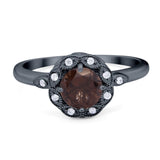 Art Deco Round Natural Stone Flower Ring