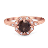 Art Deco Round Natural Stone Flower Ring