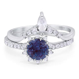 Two Piece Round Natural Stone Chevron Ring