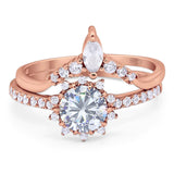 Two Piece Round Natural Stone Chevron Ring
