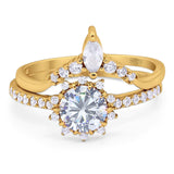Two Piece Round Natural Stone Chevron Ring