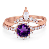 Two Piece Round Natural Stone Chevron Ring
