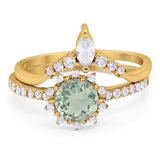 Two Piece Round Natural Stone Chevron Ring