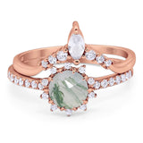 Two Piece Round Natural Stone Chevron Ring