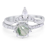 Two Piece Round Natural Stone Chevron Ring