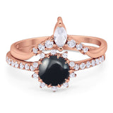 Two Piece Round Natural Stone Chevron Ring