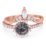Two Piece Round Natural Stone Chevron Ring