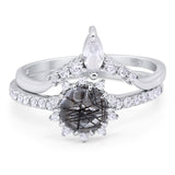 Two Piece Round Natural Stone Chevron Ring