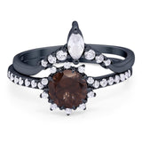 Two Piece Round Natural Stone Chevron Ring