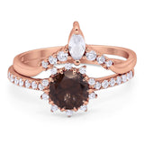 Two Piece Round Natural Stone Chevron Ring